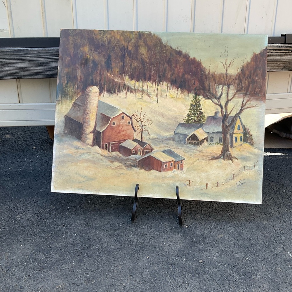 Original Artwork by Virginia Martin”Winter on the farm” unframed 16”X 20” - Picture 8 of 12